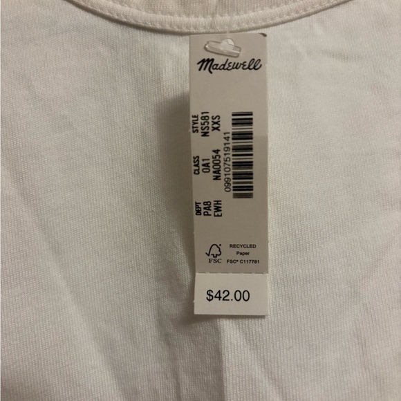 NWT Women’s Sz XXS White Madewell Cotton Perfect Crewneck Tee - Picture 3 of 5
